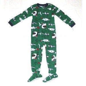 Carters Fleece Footed Pajama Blanket Sleeper Size 14 Shark Christmas